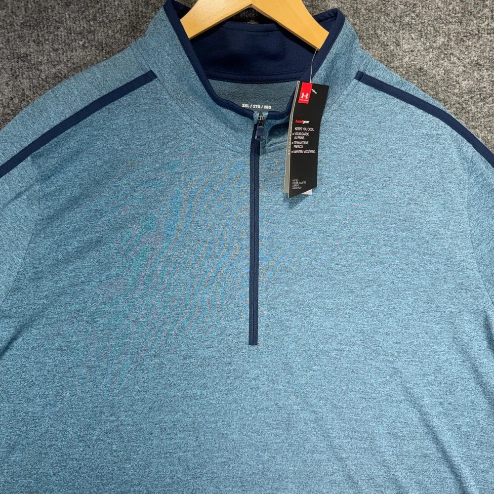 Under Armour UA Siro Elite 1/2 Zip Pullover Mens 2XL Blue Heathered Performance